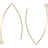 Brass Earring Hooks, with Horizontal Loop, Long-Lasting Plated, Real 18K Gold Plated, 44x26x0.8mm, Hole: 1.5mm, 20 Gauge, Pin: 0.8mm, 20pcs/set