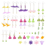 DIY Dangle Earring Making Kits, Including Acrylic Beads & Bead Caps & Pendants, Glass Beads, Brass Cable Chains & Earring Hooks, Iron Pins, Mixed Color, 29x27x8mm, Hole: 2mm