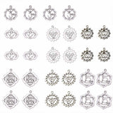 Tibetan Style Alloy Pendants, Chakra Theme, Mixed Shapes, Antique Silver, 74x72x17mm, 28pcs/box