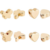 Brass Beads, Butterfly & Heart, Real 18K Gold Plated, 40pcs/box