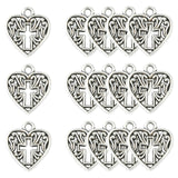 Tibetan Style Alloy Pendants, Heart with Cross Cadmium Free & Lead Free, Antique Silver, 15x16x2mm