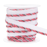 10 Yards Polyester Ribbon, Single Edge with Diagonal Stripe, for Garment Accessories, Red, 3/8 inch(10mm)