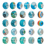 Acrylic & Resin & Polymer Clay Rhinestone European Beads, Large Hole Beads, with Silver Color Core, Rondelle, Mixed Color, Beads: 13.5~14x8~10mm, Hole: 5mm, 54pcs/bag, 1bag/box