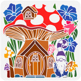 PET Hollow Out Drawing Painting Stencils, for DIY Scrapbook, Photo Album, Mushroom, 30x30cm