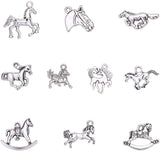 Tibetan Style Alloy Pendants, Horse, Antique Silver, 10.8x7.4x1.8cm, 10pcs/size, 100pcs/box