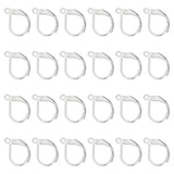 40Pcs 304 Stainless Steel Leverback Earring Findings, with Horizontal Loops, Silver, 15x10x1.5mm, Hole: 1.2mm, Pin: 1x0.8mm