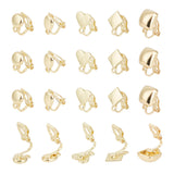 20Pcs 5 Styles Alloy Clip-on Earring Findings, with Horizontal Loops, Heart & Flat Round & Oval & Rhombus & Square, Golden, 12.5~17x6~11x9~16mm, Hole: 1~1.5mm, 4Pcs/style