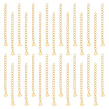 30Pcs 304 Stainless Steel Curb Chain Extender, End Chain, with Charms, Heart, Golden, 58mm