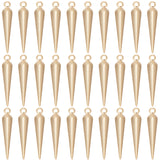 120Pcs Brass Pendant, Cadmium Free & Lead Free, Cone Charm, Real 24K Gold Plated, 15x3x1mm, Hole: 1mm