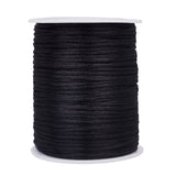 Polyester Cord, for Knitting Chinese Knots, Black, 2mm, about 109.36 Yards(100m)/Roll