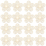 50Pcs Rack Plating 304 Stainless Steel Filigree Joiners, Etched Metal Embellishments, Nickel Free, Flower, Real 18K Gold Plated, 18.5x19x0.4mm, Hole: 1.8mm