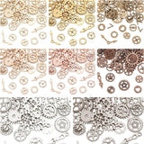 Alloy Cabochons, UV Epoxy Resin Supplies Filling Accessories, for Jewelry Making, Gearwheel & Pointer, Mix Shape, Cadmium Free & Lead Free, Mixed Color, 12~28x6.5~24x1.5~3.5mm, 8 colors, 50pcs/color, 400pcs/set