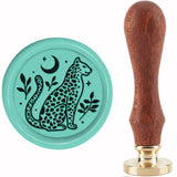 Brass Wax Seal Stamp with Handle, for DIY Scrapbooking, Leopard Pattern, 89x30mm