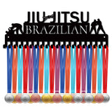 Iron Medal Holder Frame, Medals Display Hanger Rack, 20 Hooks, with Screws, Jiu-Jitsu Brazilian, Sports, 137x400mm, Hole: 5mm