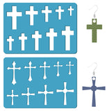 Acrylic Earring Handwork Template, Card Leather Cutting Stencils, Deep Sky Blue, Religion Theme, Cross, 130x90x2mm, 2pcs/set