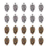 Tibetan Style Alloy Pendants, Wolf, Antique Bronze & Antique Silver, 33.5x17.5x8mm, Hole: 4mm, 40pcs/box