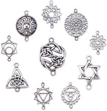 Tibetan Style Alloy Links, Mixed Shapes, Antique Silver, Containers: 7.4x7.2x1.7cm, 80pcs/box
