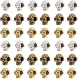 Alloy European Beads, Large Hole Beads, Skull, Antique Bronze & Antique Silver & Antique Golden, Mixed Color, 12x8x9mm, Hole: 4.5mm, 3 Colors, 20pcs/color, 60pcs/set