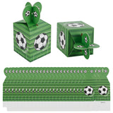 50Pcs Square Football Print Paper Boxes, Portable Gift Boxes, for Wedding Candy Boxes, Green, 5.5x5.5x10.5cm