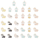 Light Gold Plated Alloy Pendants, with Enamel, Dairy Cow, Mixed Color, 32pcs/box