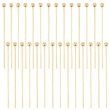 200Pcs Brass Ball Head Pins, Real 18K Gold Plated, 30x0.6mm, 22 Gauge, Head: 2mm