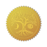 Self Adhesive Gold Foil Embossed Stickers, Medal Decoration Sticker, Tree of Life, 5x5cm