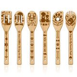 6Pcs Bamboo Spoons & Knifes & Forks, Flatware for Dessert, Dog, 60x300mm, 6 style, 1pc/style, 6pcs/set