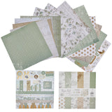 26 Sheets Floral Scrapbook Paper Pads, for DIY Album Scrapbook, Background Paper, Diary Decoration, Square, Dark Sea Green, 255x255x6.5mm