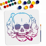 1Pc PET Hollow Out Drawing Painting Stencils, with 1Pc Art Paint Brushes, for DIY Scrapbook, Photo Album, Skull, Painting Stencils: 300x300mm