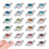 24Pcs 12 Colors 304 Stainless Steel Single Rhinestone Connector Charms, Flat Round Links, Stainless Steel Color, Mixed Color, 12x6.5x4mm, Hole: 2mm, 2pcs/color