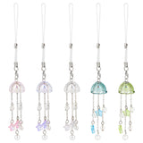 Glass Flower Pendant Decoration, with Imitated Pearl Acrylic Beads, Mixed Color, 175mm, 5 colors, 1pc/color, 5pcs/set