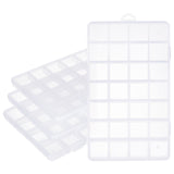 Polypropylene(PP) Bead Storage Containers, 28 Compartments Organizer Boxes, with Hinged Lid, Rectangle, Clear, 22.5x13.3x1.4cm, Hole: 16.5x6.5mm, Compartment: 3x3cm