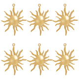 6Pcs Ion Plating(IP) 304 Stainless Steel Pendants, Sun Charms, Real 18K Gold Plated, 45x37x3.5mm, Hole: 2mm