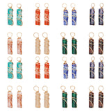 32Pcs 8 Style Natural & Synthetic Gemstone Pendants, with Golden Tone Copper Wire Wrapped, Column Charm, 18.5~20x5~5.5mm, Hole: 2.5mm, 4pcs/style, 32pcs/box