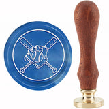 Brass Wax Seal Stamp with Handle, for DIY Scrapbooking, Baseball Pattern, 89x30mm