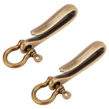 2Pcs Tibetan Style Alloy Hook Clasps and 2Pcs Shackle Clasps, for Keychain Making, Antique Bronze, Hook Clasps: 60x15x8mm, Hole: 5.5mm, Shackle Clasps: 25x26x7mm, Hole: 2mm