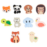 10Pcs 10 Style Silicone Beads, Chewing Beads For Teethers, Tortoise & Raccoon & Fox, Mixed Color, 21~35x26.5~34x5~9.5mm, Hole: 2~2.8mm, 1pc/style