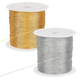 2 Rolls 2 Colors Metallic Cord, for Jewelry Making, Round, Mixed Color, 0.2mm, about 109.36 Yards(100m)/Roll, 1 roll/color