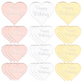 30Pcs 3 Colors Birthday Theme Acrylic Ornaments, Heart with Word HAPPY BIRTHDAY, for Cake Decoration, Mixed Color, 46x49x1.5mm, 10pcs/color