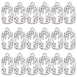 60Pcs Tibetan Style Alloy Pendants, Rectangle with Cactus, Antique Silver, 23x12x1.5mm, Hole: 4mm