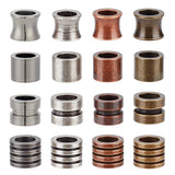 16Pcs 16 Styles 304 Stainless Steel Beads, Large Hole Beads, Column, Mixed Color, 10~11x10x8mm, Hole: 6.5mm, 1pc/style