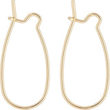Brass Hoop Earrings Findings, Real 18K Gold Plated, 37x14mm, Pin: 1mm, 30pcs/box