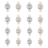 192Pcs 8 Styles Brass Clear Cubic Zirconia Connector Charms, Diamond Link, Platinum & Light Gold, 7.5~11x3~6x2.5~5mm, Hole: 1~1.2mm, 24pcs/style