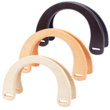 6Pcs 3 Colors U-shape Dyed Wood Bag Handles, for Bag Handles Replacement Accessories, Mixed Color, 123.5x185x8.5mm, Hole: 5.5x22.5mm, 2pcs/color
