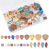 54Pcs Porcelain Cabochons Mosaic Pieces Sets, Mosaic Tiles for Arts DIY Crafts, Triangle & Square, Mixed Color, 15.5~341.5x15.5~42x5~6mm