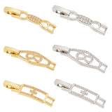 6Pcs 6 Styles Rack Plating Brass Micro Pave Clear Cubic Zirconia Watch Band Clasps, Cadmium Free & Lead Free, Long-Lasting Plated, Rectangle & Rhombus & Bowknot, Platinum & Golden, 33~35x5.5~10x4mm, Hole: 3~4x3~3mm, 1pc/style