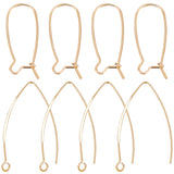 40Pcs 2 Style Brass Earring Hooks & Hoop Earrings, Marquise Ear Wire & Kidney Ear Wires, Real 18K Gold Plated, 37~43mm, Pin: 1mm, 20Pcs/style