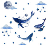 PVC Wall Stickers, Wall Decoration, Whale Pattern, 900x390mm, 2 sheets/set