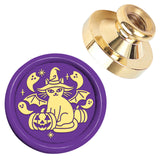 Halloween Golden Tone Wax Seal Brass Stamp Head, for Wax Seal Stamp, Cat Shape, 25x14.5mm