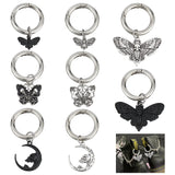 Alloy Shoe Charms, with Zinc Alloy Spring Gate Rings, for Boot Decoration, Mixed Shapes, Mixed Color, 44~57mm, 16pcs/set